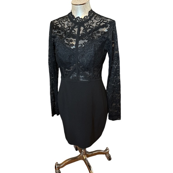 Privy Women’s Cocktail Lace Mini Black Dress Long Sleeves Like New Size … - Picture 3 of 17